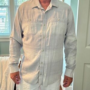 Travis Mathew Button Up Long Sleeve Shirt Grey Men's Large